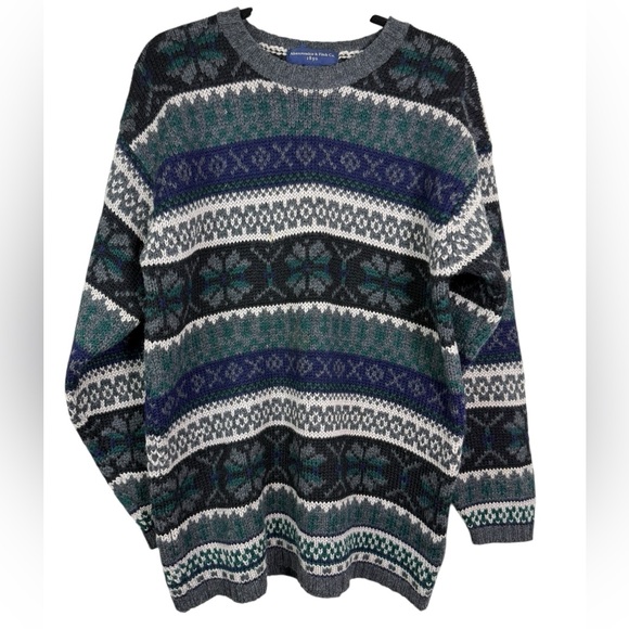 Abercrombie & Fitch Other - Vintage Abercrombie Fitch Wool Fisherman Sweater Men L Nordic Fair Isle 90’s Y2K